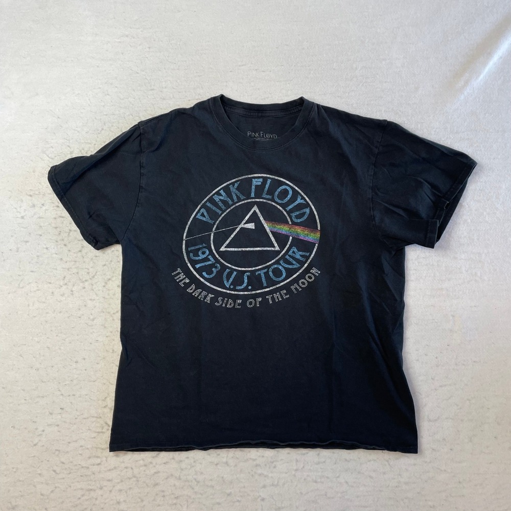 Pink Floyd Graphic T-Shirt Mens Large Black Dark Side of the Moon 1973 Tour Tee